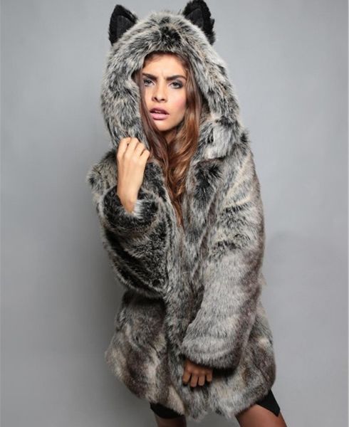 

winter women's faux fur coat europe and the united states new fur grass hooded collar tide models women's faux coat, Black