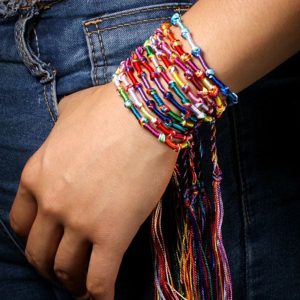 

Charms Bracelet Nepalese National Wind Handmade Multicolor Bracelet Lucky Bohemian Bangle Friendship Hand Rope Jewelry Gift Free DHL H675F