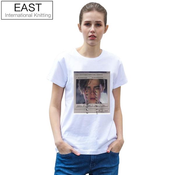 

east knitting h671 2017 summer brand women tees funny women t-shirt leonardo dicaprio printed grunge white tshirt graphic tees