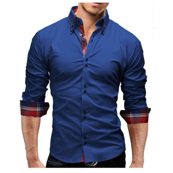 

dress shirt 2018 spring new brand business men's slim fit male men shirt long sleeves casual camisa masculina 3xl 05, White;black