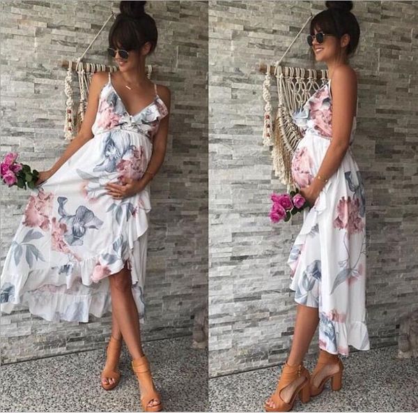 Sommer frauen elegante kleid Mode Frauen Mutter Casual Floral Falbala Schwangere Kleid Für Mutterschaft Kleidung Schwangerschaft Kleidung