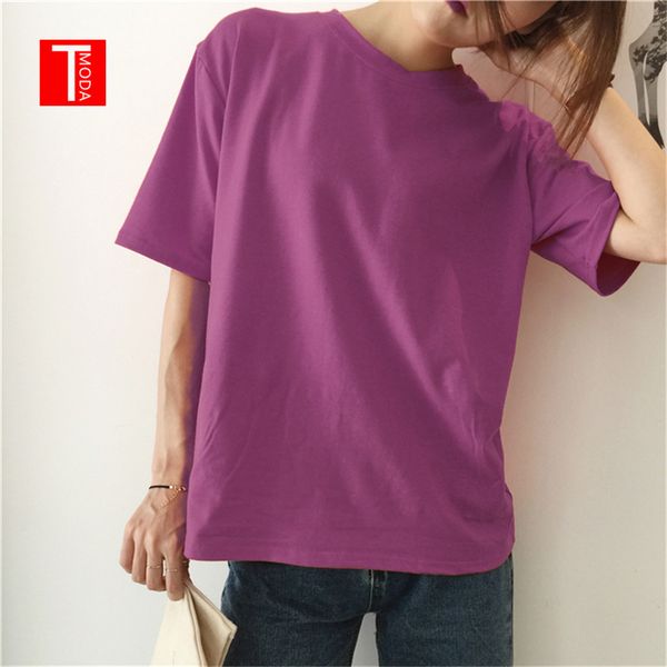 

t moda 9 color solid t shirt women cotton elastic basic t-shirts female casual short sleeve t-shirt women high quality, White