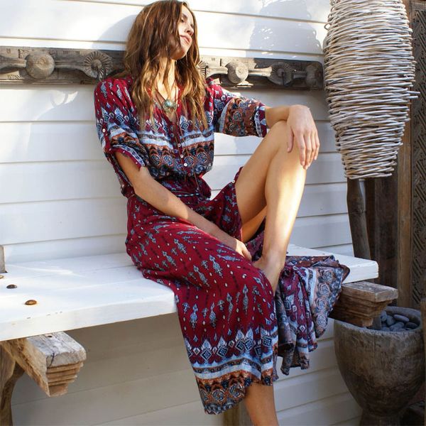 

big size split beach tunic maxi dress long sleeve boho chic beachwear bohemian dress women fashion print 2018, White;black