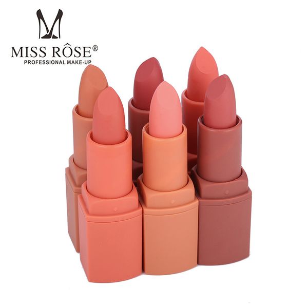 

6 colors/lot brand miss rose moisturizer matte lipstick nutritious long-lasting tint lip makeup professional lips cosmetic