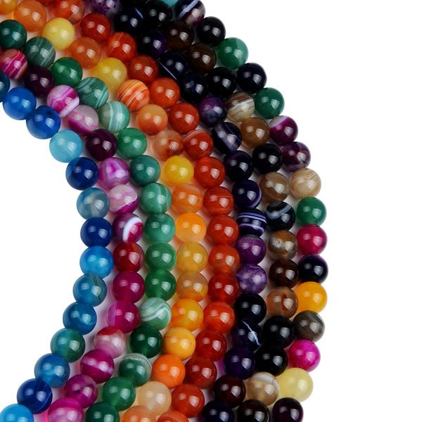 

8mm purple blue green red strip banded agates beads round spacer loose natural stone beads for jewelry making diy 4 6 8 10 12mm, Black