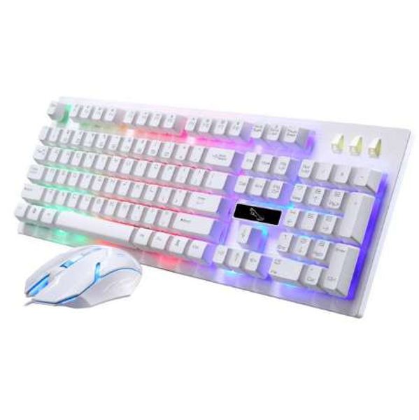 Parasolant Wired USB PC Gamer Suspensão Mecânica Mecânica Teclado e Mouse Set fotoelétrico Laptop Computador Backlit Teclado