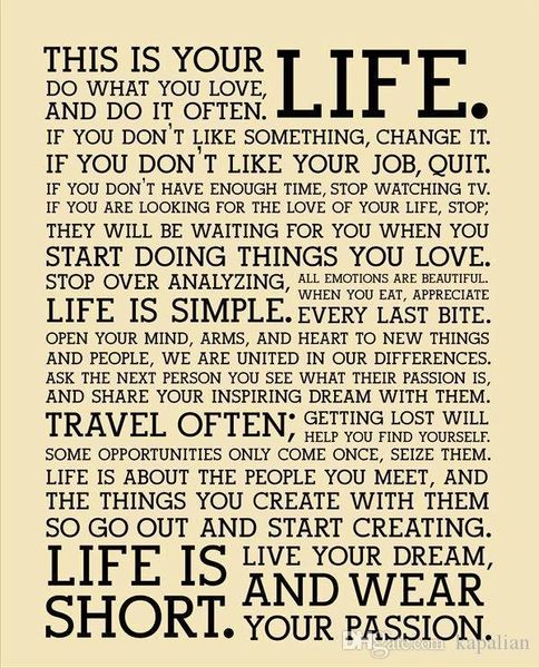 

This Is Your Life Poster Motivational Inspirational Quote Art Posters Print Photopaper 16 24 36 47 inches