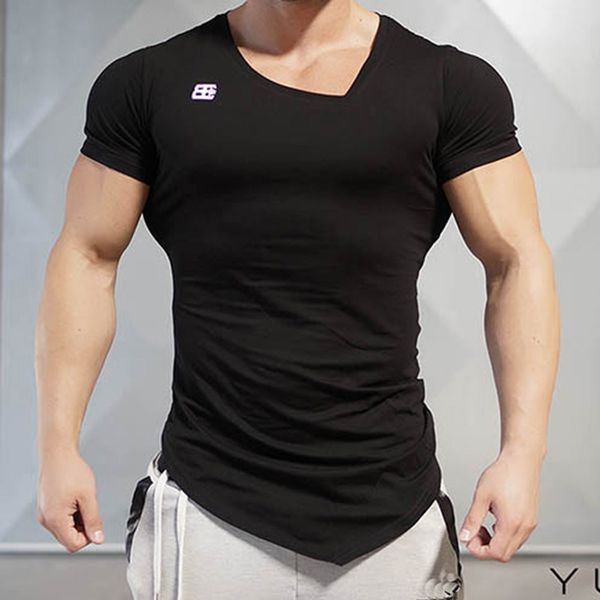 

Summer Bodybuilding and Fitness Mens Short Sleeve T-shirt GymS Shirt Men Muscle Tights Gasp T Shirt Plus Size M-xxl