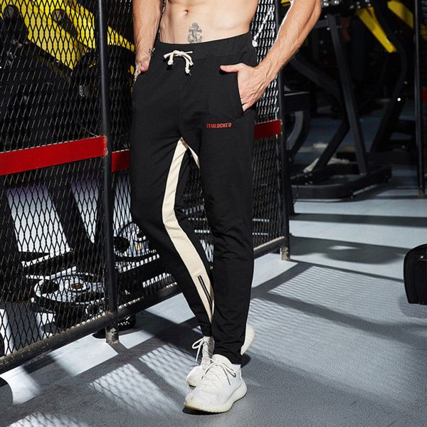 

men long fitness gym sport pants slim fit casual elastic waist running joggers gym workout trousers sweatpants, Black;blue