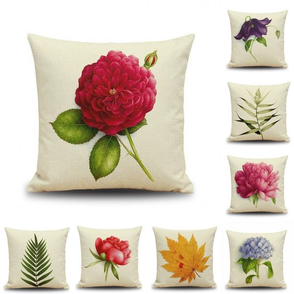 Gorgeous Flowers Leaf Square Throw Pillows Pillowcase Covers 45