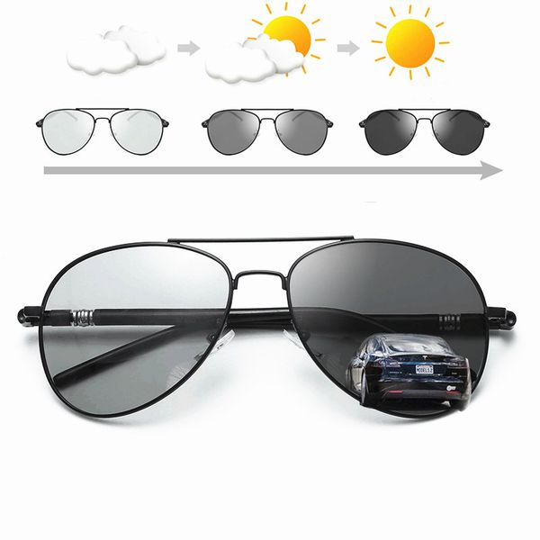 

kjdchd pchromic sunglasses men polarized sun glasses for man driving driver's goggles uv400 chameleon light-colored lens, White;black