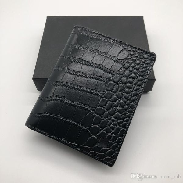 

luxury men's fashion leather wallet mb short clip brand designer card package mt business card holder m b crocodile patter, Red;black