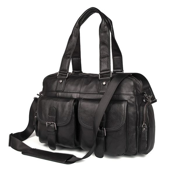 

nesitu black large capacity genuine leather women men travel bags male messenger bag shoulder bags handbag m7381