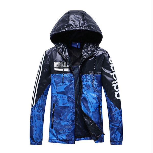 

Дизайнер ветровка мужчины синие куртки новая мода пальто молнии толстовки весна