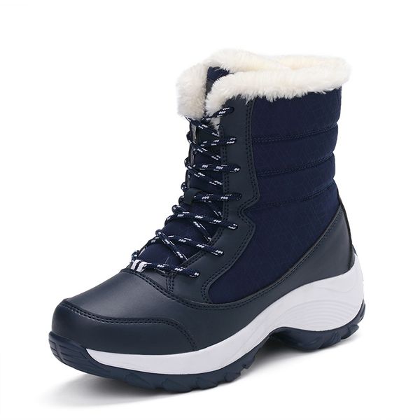 

2019 new ankle boots for ladies fur boots lace up high wedges boots for ladies casual shoes woman, Black