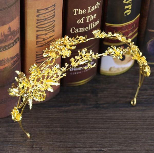 

flower band gold double row hair hoop wedding bridal headwear alloy crown hoop, Slivery;golden