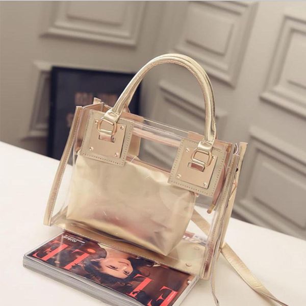 

women transparent shoulder bags summer beach female handbag large capacity lady messenger bag jelly candy women bag