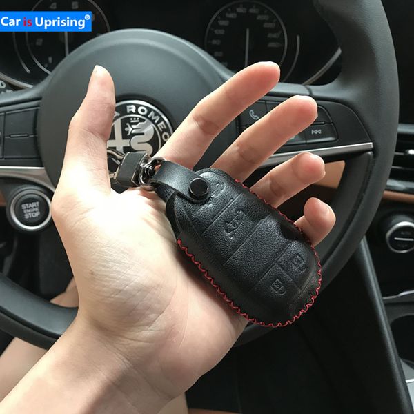 

1pcs new genuine leather holster remote car key bag key case cover for alfa romeo giulia 2017 alfa romeo stelvio 2017306p