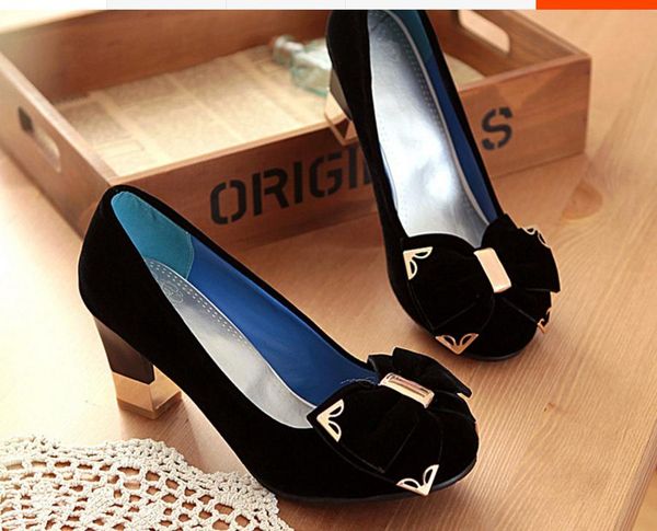 

send spring and autumn single shoes coarse heel high heel women's shoes big size 40--45 yards small code 32 33 yards, Black