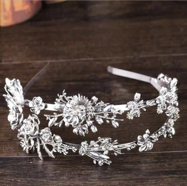 

европейские и американские цветы, корона, обруч, серебро, двойные ряды невест, свадебные платья, украшения для волос, свадебные украшения, Slivery;golden