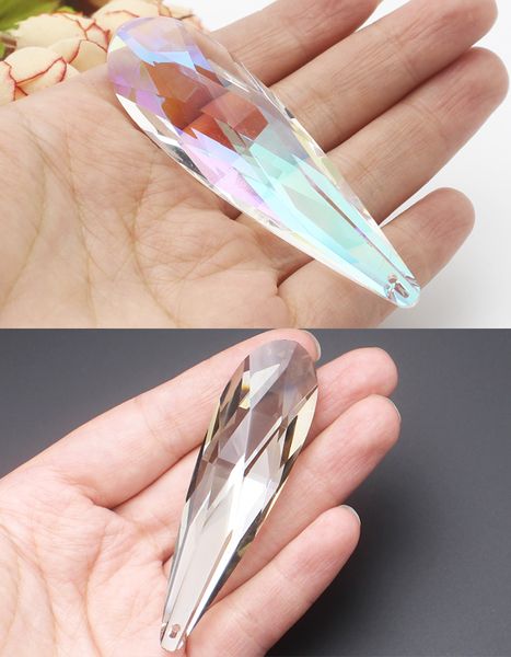 

2pcs , many color faceted glass crystal big water-drop loose beads, for diy jewelry making, pendant,necklace, Blue;slivery