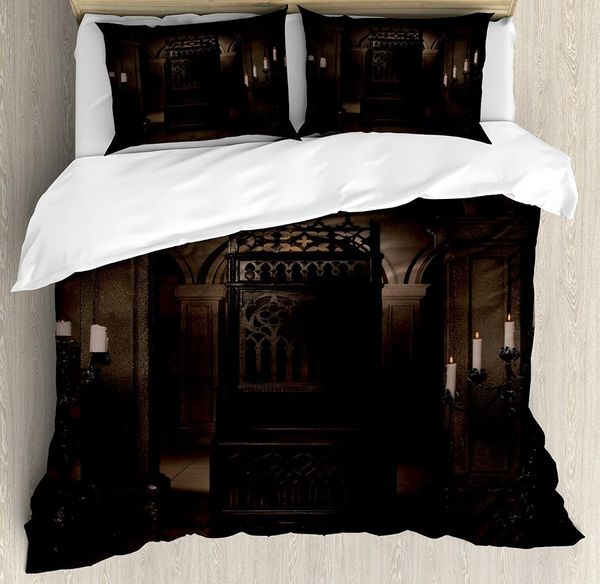 

duvet cover set, royal throne in castle renaissance kingdom heritage retro antique empire p, 4 piece bedding set