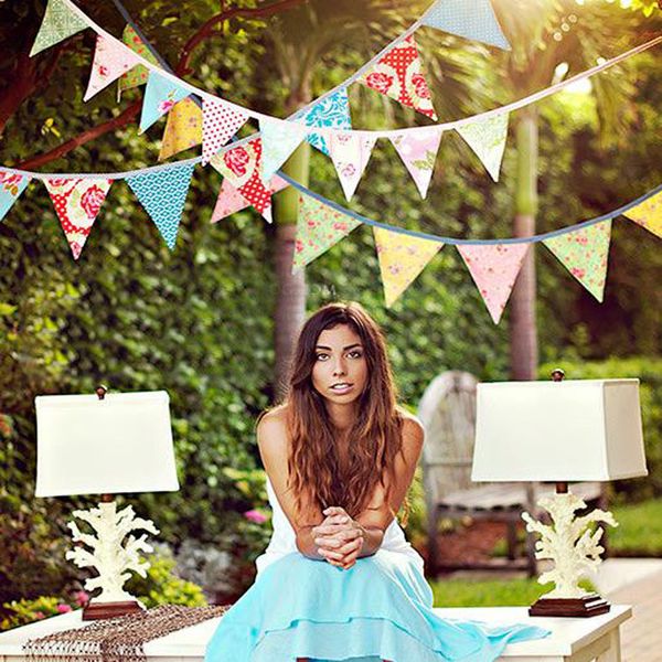 

color 2.6m 12flags cotton fabric outdoor bunting wedding birthday banner flags party supplies decorations childen shooting props background