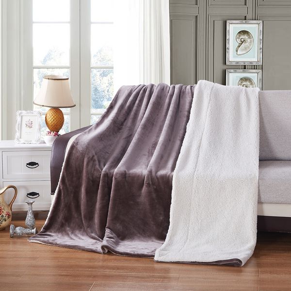 

brand 2 layers sherpa blankets christmas gift warm coffee white berber fleece blanket on the bed coperta throws for sofa