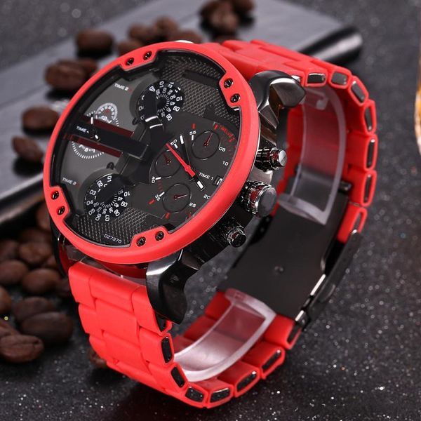 

New red face man Wristwatches dz7370 big dial 52MM men sport watch military auto date fashion watch Relógio masculino