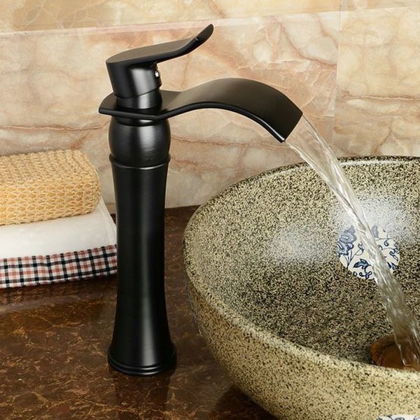 

high bathroom black basin faucet brass & black widespread waterfall mixer tap waterfall faucets b3275