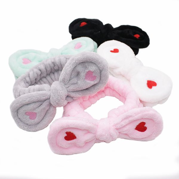 Heart Pattern Women Big Ears Hair Band Wash Face Hair Holder Cute
