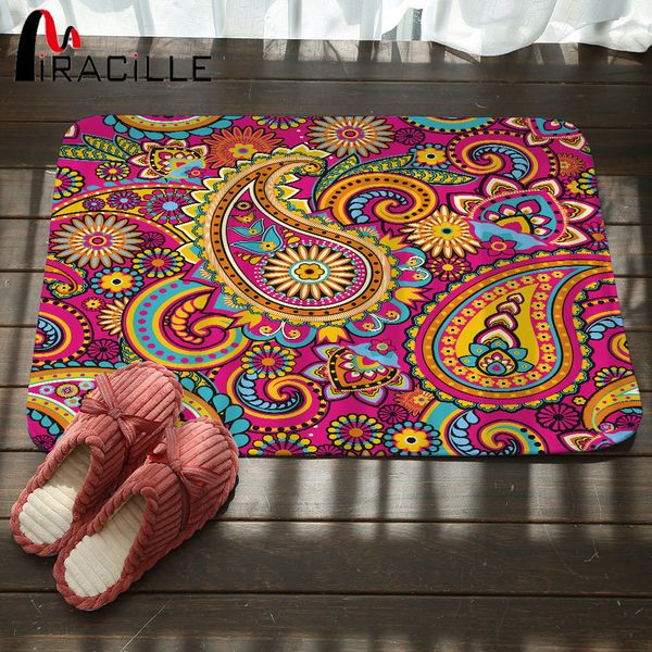 

miracille coral fleece bohemian paisley floral pattern stair bedroom carpet rug indoor outdoor floor mat home welcome door mat