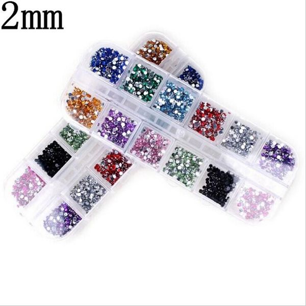 

2mm rhinestones nail decoration round colorful glitters with hard case diy nail art decorations, Silver;gold