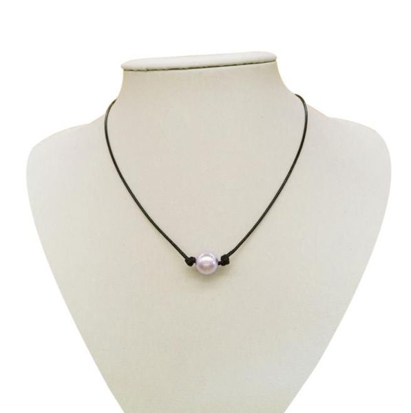 

fashion brief leather cords pearl european and american trade necklace diy hand-made ladies pendant, Silver