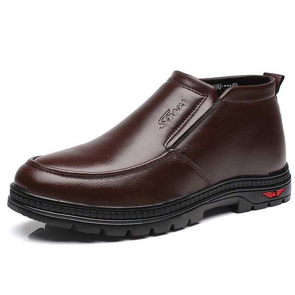 

2018 new man microfiber leather boots winter leather snow shoes wool inner anti slip class ankle boots 38-44 man snow, Black