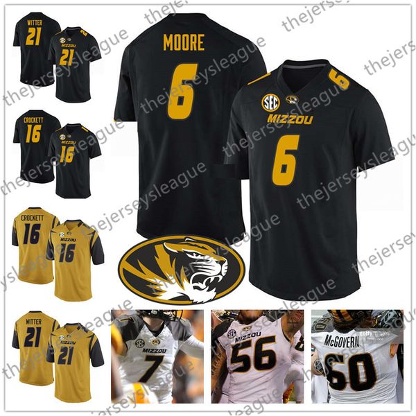 

mizzou missouri tigers #6 j'mon moore 16 damarea crockett 21 ish witter 9 jeremy maclin black white gold ncaa college football jersey