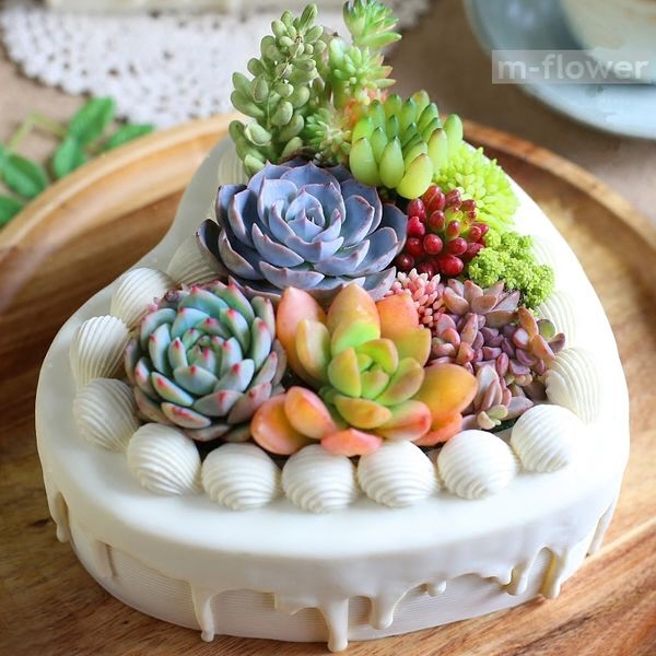 Heart Shape Cake Flowerpot Original Simulation Diy Dried Flower
