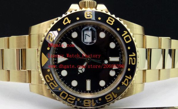

luxury wristwatches ceramic bezel black dial gold gmt 116718 asia 2813 movement automatic mechanical mens men's watch watches, Slivery;brown