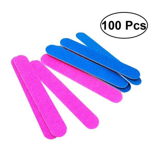 

100psc disposable nail files double sided emery boards straight manicure tools