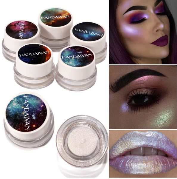 

5 rainbow colors shimmer highlighter 3d shine eyeshadow bronzer contour cream aurora chameleon highlighting beauty cosmetics