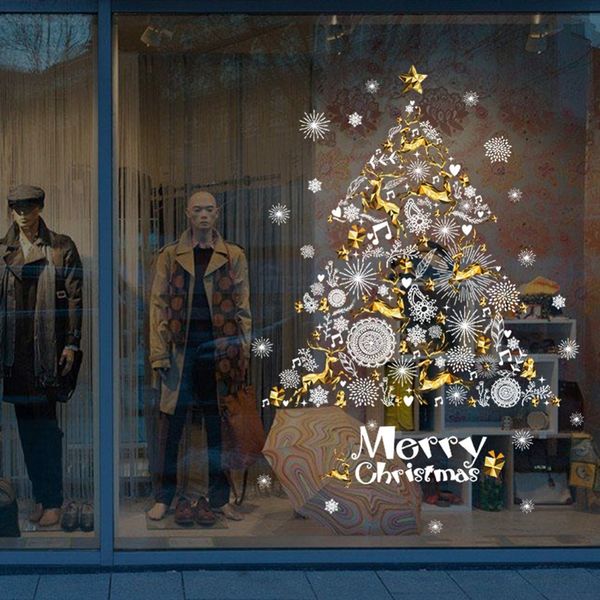 Großhandel Weihnachtsdekoration Für Zuhause Weiß Rot Weihnachten Wandaufkleber Abnehmbare Wasserdichte Wandkunst Tür Fenster Aufkleber Für Weihnachten