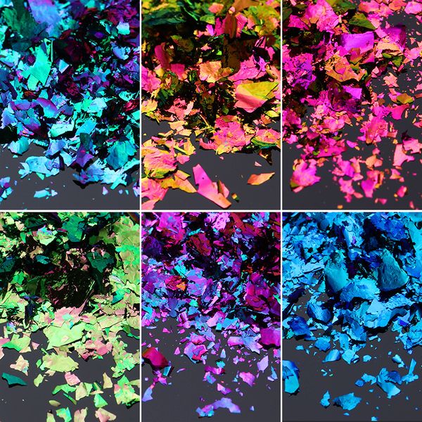 

0.2g irregular chameleon nail sequins glitter colorful flakies powder gold silver paillette manicure nail art decoration, Silver;gold