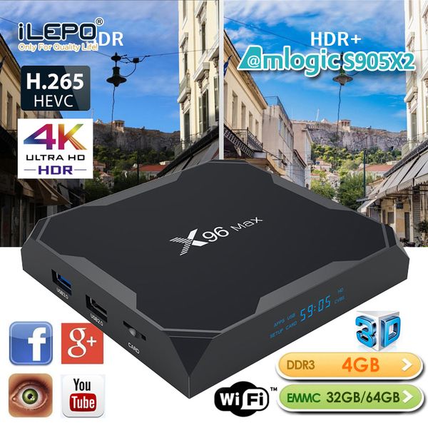 

Android TV BOX X96 MAX Amlogic S905X2 4GB RAM 32/64GB Android 8.1 ROM 1000M LAN 2.4/5G Wifi Bluetooth