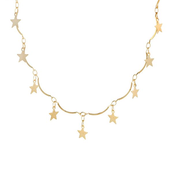 

Japan and South Korea Simple Sequins Five Stars Star Chains Short Wave Necklace Wave Necklace CX560