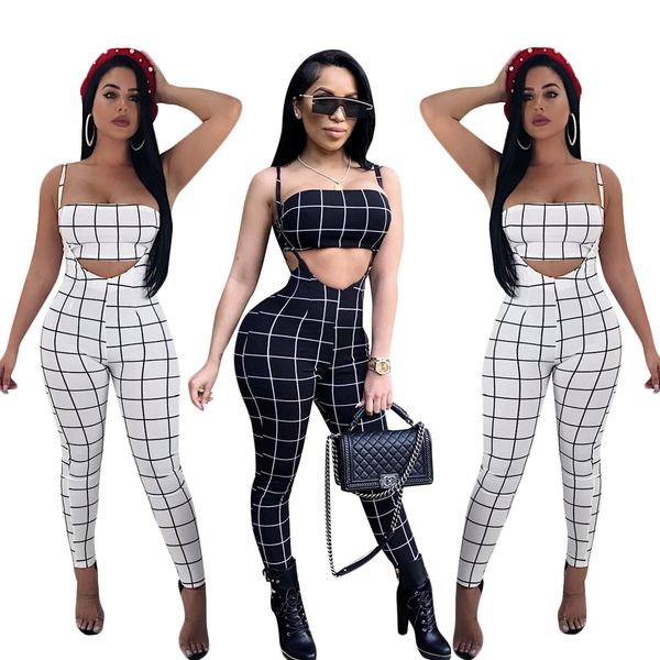 

gnibiel boyfriend style women elegant jumpsuit set bodysuit tight overalls rompers jumpsuits women 2018 combinaison femme, Black;white