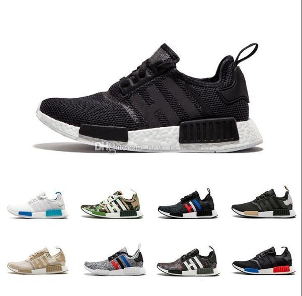 

2018 New NMD Runner R1 Primeknit Triple black White nmds designer Running shoes For Men Women OREO NMDS Runner Sports sneakers 36-46