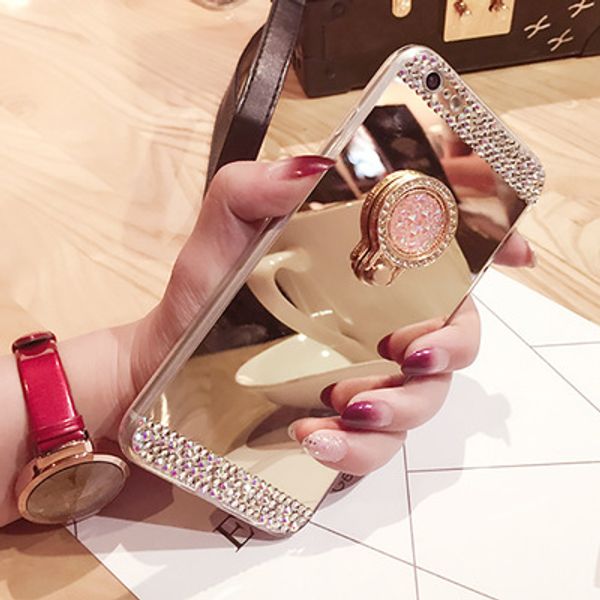 

Роскошный бриллиантовый мягкий зеркальный чехол для iPhone XS MAX XR x 6 6s 7 8 Plus с чехлом 360 Ring для Samsung Galaxy S9 S8 plus note9 Чехол