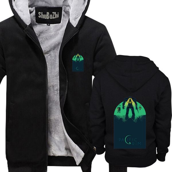 

mens hoodies zip up thick winter super warm cotton sweatshirts coats pacific rim male jackest winter coat euro size, Black