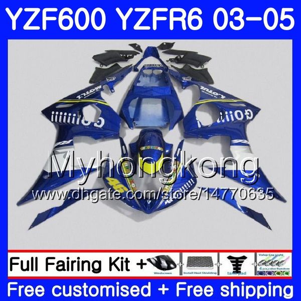 Кузов для YAMAHA YZF-600 YZF-R6 03 YZF R6 2003 2004 2005 кузов 228ХМ.36 YZF 600 R 6 yzf600 yzfr6 stock Blue GO !!! 03 04 05 Обтекатели Комплект