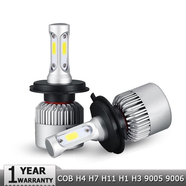 

h4 h7 h11 h1 h3 9005 9006 cob led car headlight bulbs hi-lo beam 72w 8000lm 6500k auto headlamp fog light bulb 12v